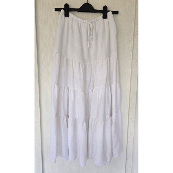 Cotton On Dresses & Skirts - White Linen Blend Tiered Maxi Skirt Sz 4 Cottagecore Peasant Fairy Boho Coastal